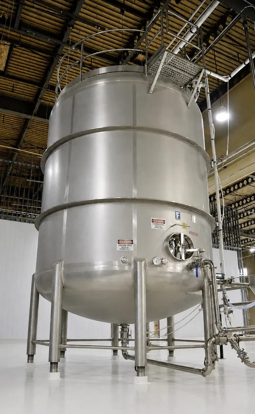A compounding tank at the Ally Labs facility, where the base formula is scaled.